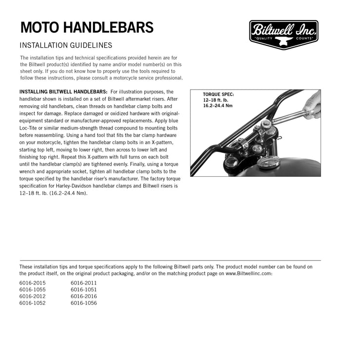 Biltwell Moto Handlebars 7/8" - Chrome