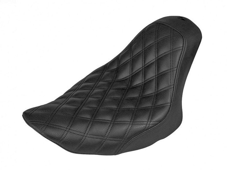 Renegade LS Solo Seat with Black Double Diamond Stitch. Fits Softail 2006-2017 with 200 OEM Rear Tyre.