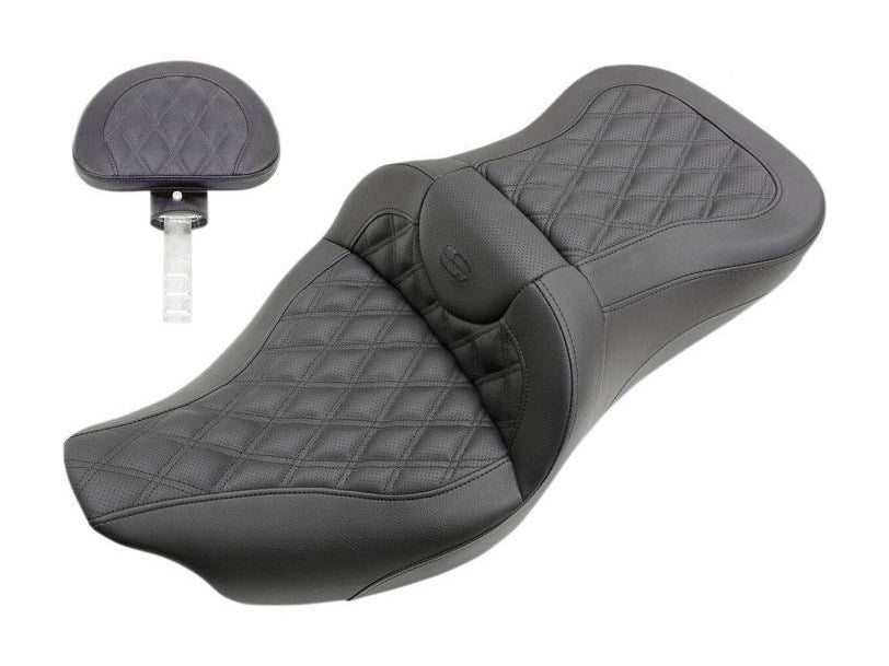 HD Touring Road Sofa Lattice Stitch. With Backrest - Fits Touring 2008up.