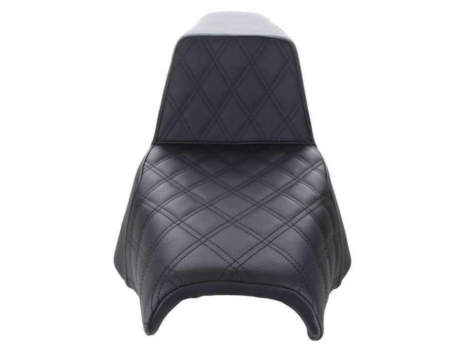 Softail 2018up - Saddlemen Step-Up LS Dual Seat with Black Double Diamond Lattice Stitch. Fits Softail Standard & Street Bob 2018up