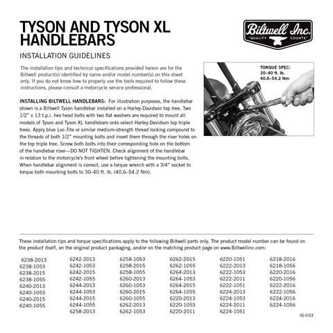 Biltwell Tyson XL Pullback Handlebars 8" - Chrome