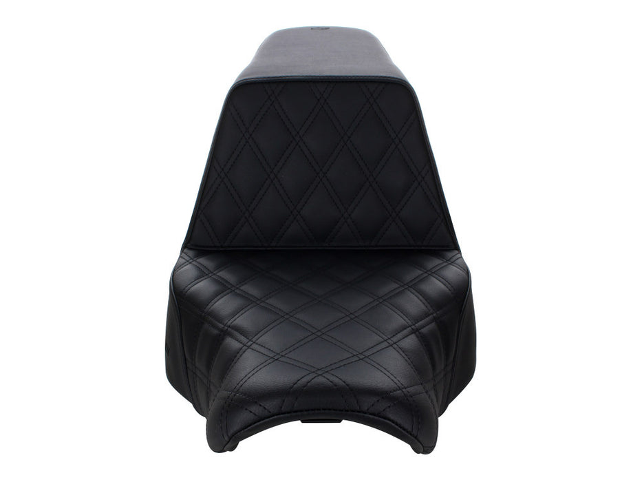Low Rider - Saddlemen Step-Up LS Dual Seat with Black Double Diamond Lattice Stitch. Fits Sport Glide & Low Rider 2018up & Low Rider S 2020up.