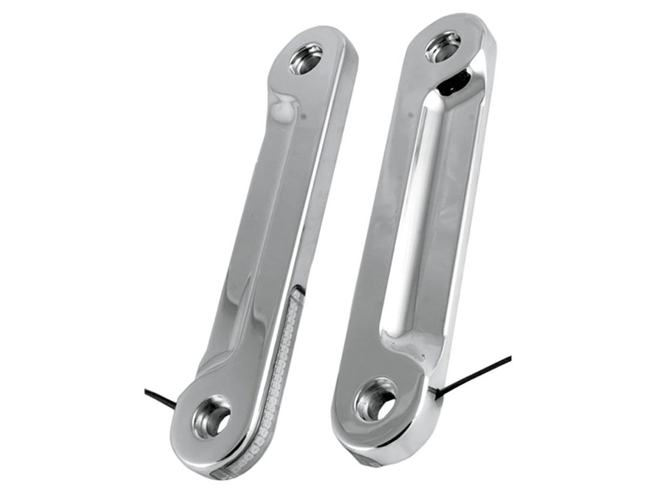 Front Indicator Turn Signal Strips with Clear Lens & Amber LED's - Chrome. Fits Street Glide 2006-2023