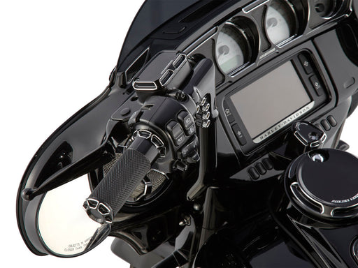 Fusion Beveled Handgrips - Black. Fits H-D with Throttle Cable.