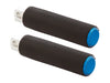 Knurled Fusion Footpegs - Blue. Fits H-D.