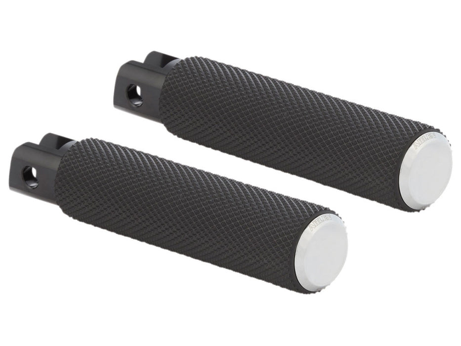 Knurled Fusion Footpegs - Chrome. Fits Softail 2018up Front Rider