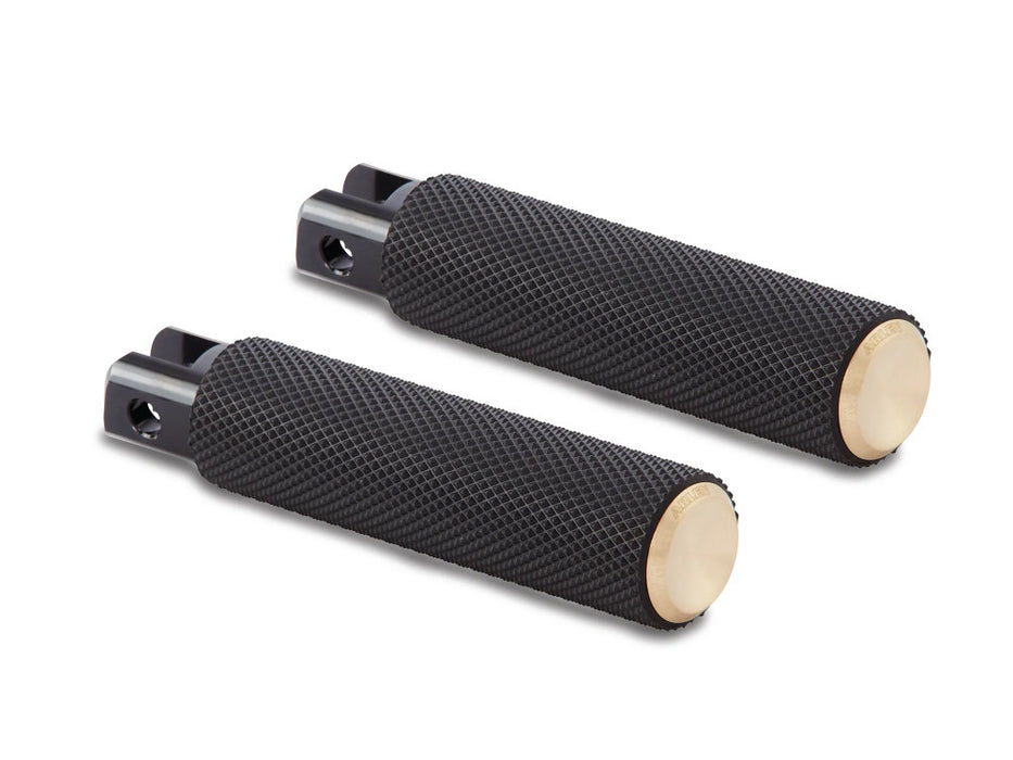 Knurled Fusion Footpegs - Brass. Fits Softail 2018up Front Rider