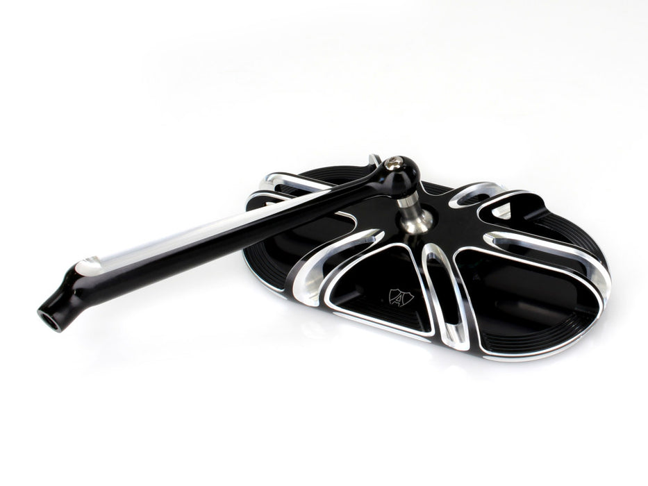 Deep Cut Caged Series Mirror - Black. Fits Left.