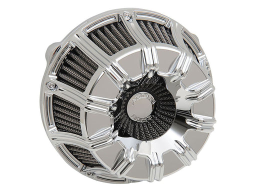 10-Gauge Air Cleaner Kit - Chrome. Fits Softail 2000-2015, Dyna 1999-2017, Touring 1999-2007 with CV Carb or Cable Operated Delphi EFI