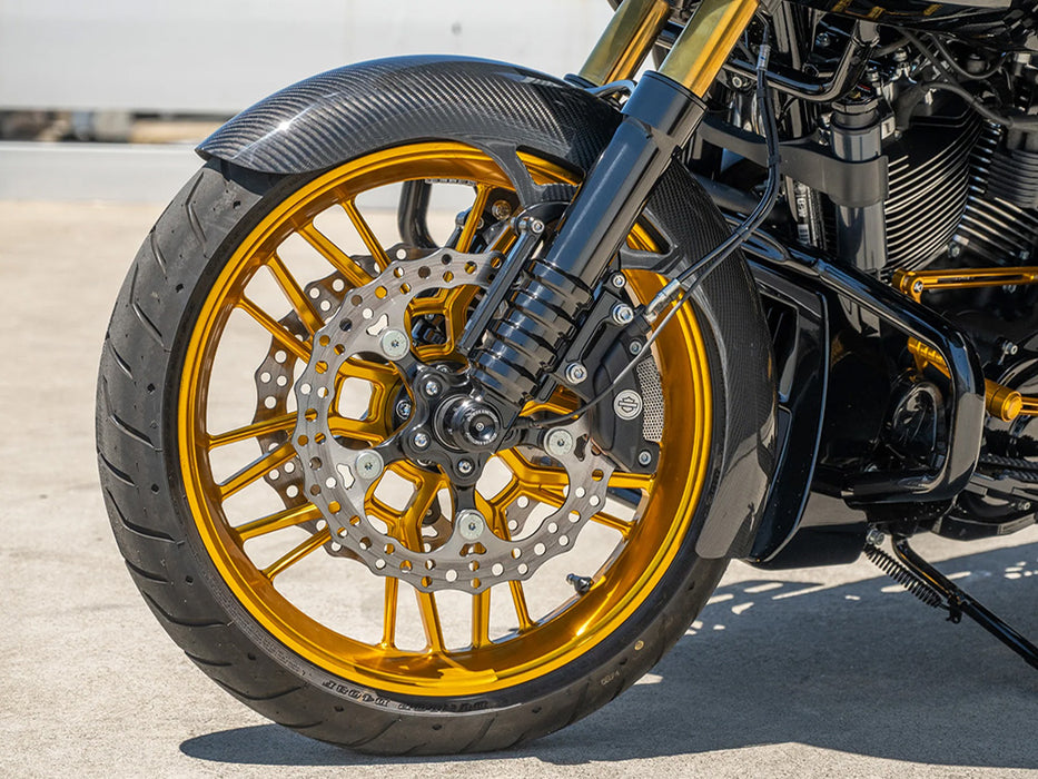 Carbon Wrapper Front Fender. Fits CVO Touring 2023up, Street Glide & Road Glide 2024up & Touring 2025up with 19in. Front Wheel