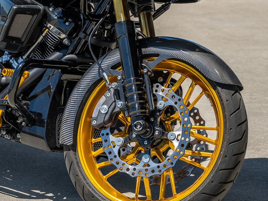 Carbon Wrapper Front Fender. Fits CVO Touring 2023up, Street Glide & Road Glide 2024up & Touring 2025up with 19in. Front Wheel