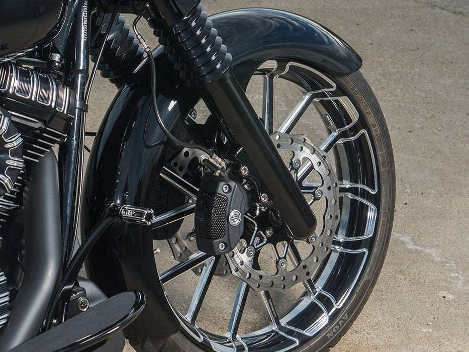Real Steel Rapper Front Fender. Fits CVO Touring 2023up, Street Glide & Road Glide 2024up & Touring 2025up with 21in. Front Wheel