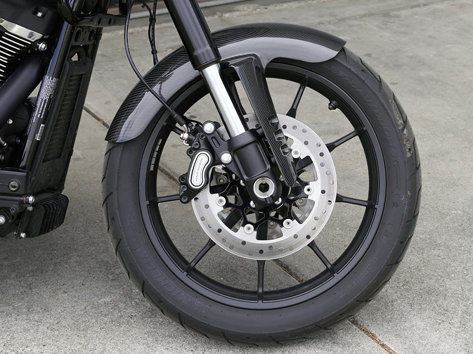 Qualifier Carbon Front Fender - Gloss Finish. Fits Softail Low Rider S 2020up & Low Rider ST 2022up with 19in. or 21in. front Wheel