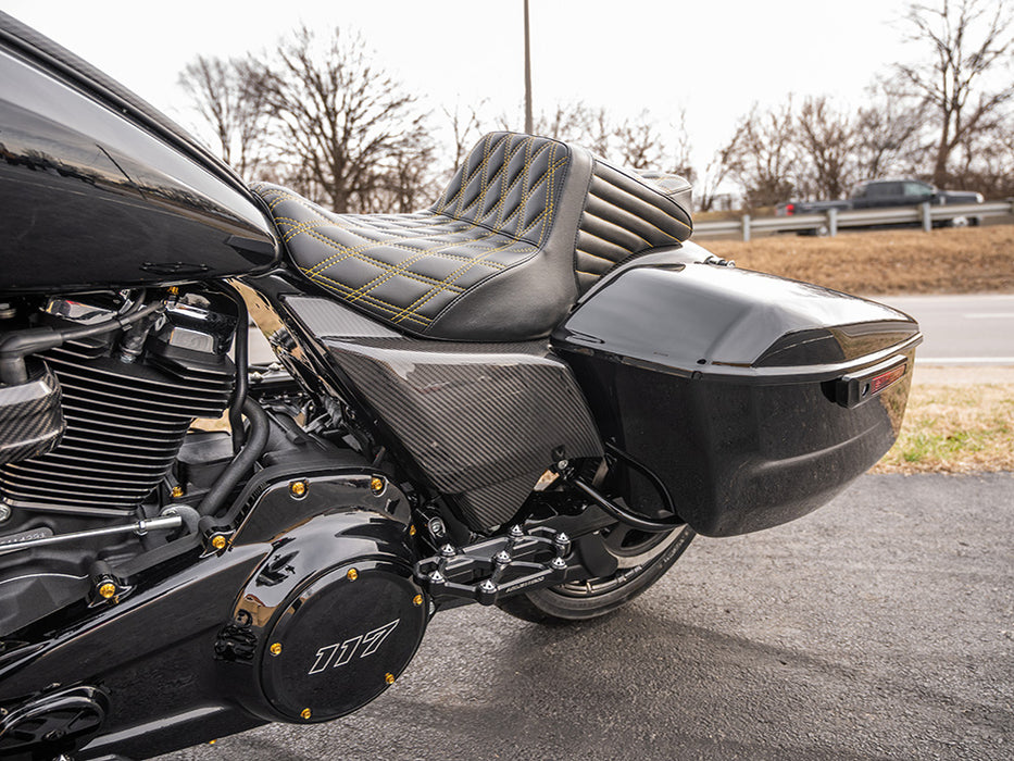 Carbon Side Covers - Gloss Finish. Fits CVO Touring 2023up, Street Glide & Road Glide 2024up, Touring 2025up