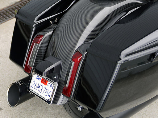 Carbon Rear Light Pods - Gloss Finish. Fits CVO Touring 2023up, Street Glide & Road Glide 2024up, Touring 2025up