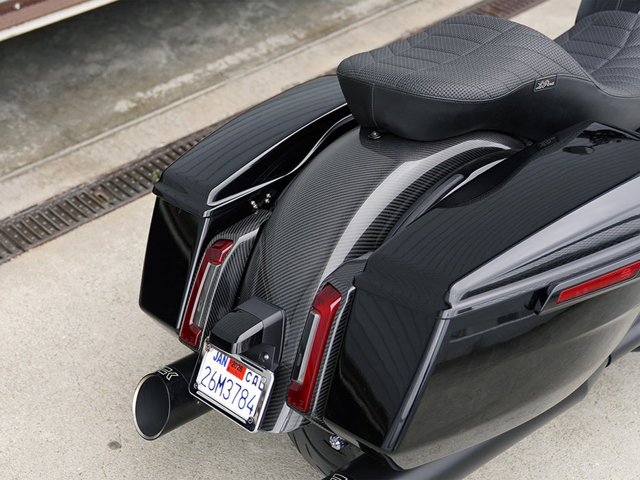 Carbon Rear Light Pods - Gloss Finish. Fits CVO Touring 2023up, Street Glide & Road Glide 2024up, Touring 2025up