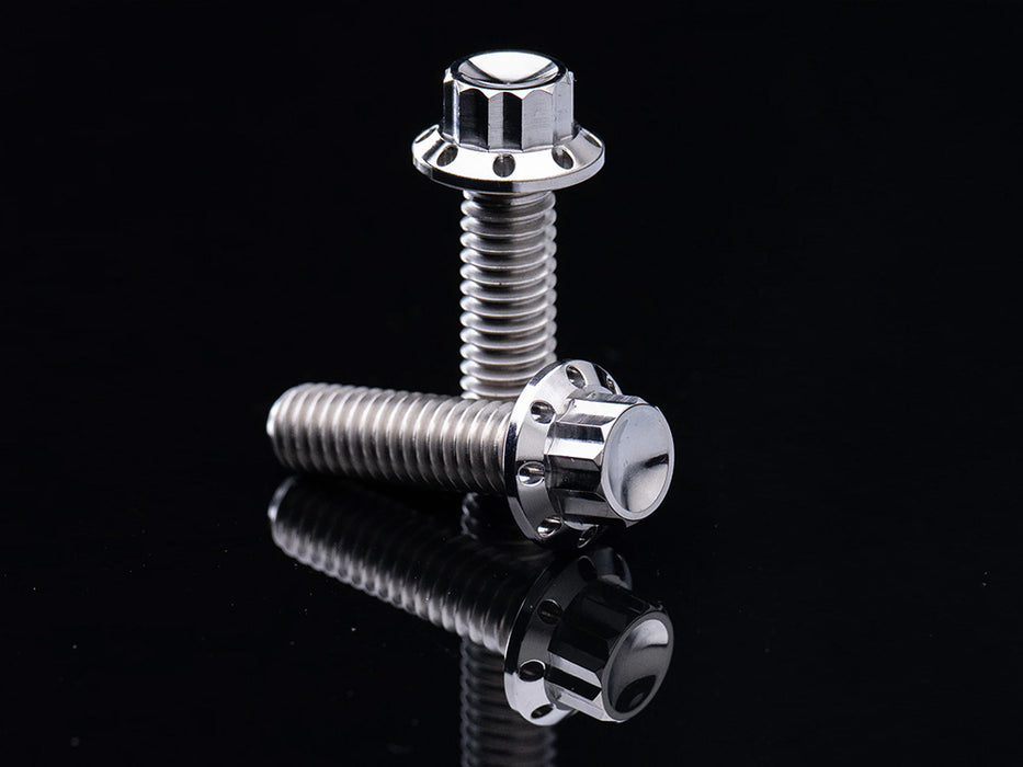 Titanium 12-Point Primary Cover Bolt Kit - Polished. Fits Softail 2018up Non-240 Tyre Models