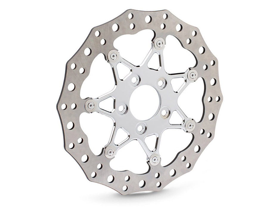 11.8in. Front ProCross Disc Rotor - Chrome. Fits Dyna 2006-2017, Softail 2015up, Sportster 2014-2021 & Some Touring 2008up.