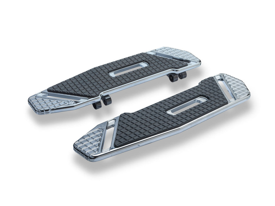 SpeedLiner Front Floorboards - Chrome. Fits Touring 1980up, FL Softail 1986-2017 & Dyna Switchback 2012-2016