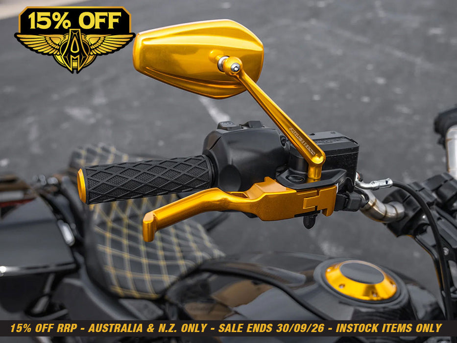 Method Levers - Gold. Fits CVO Touring 2023up, Street Glide & Road Glide 2024up, Touring 2025up