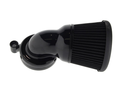 Velocity 90° Air Cleaner Kit - Black. Fits Softail 2000-2015, Dyna 1999-2017, Touring 1999-2007 with CV Carb or Cable Operated Delphi EFI