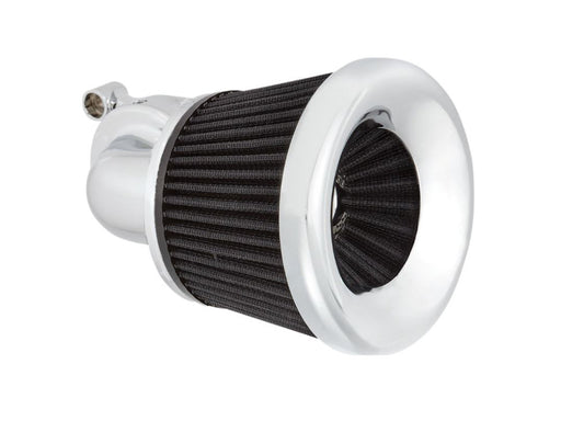 Velocity 90° Air Cleaner Kit - Chrome. Fits Softail 2000-2015, Dyna 1999-2017, Touring 1999-2007 with CV Carb or Cable Operated Delphi EFI