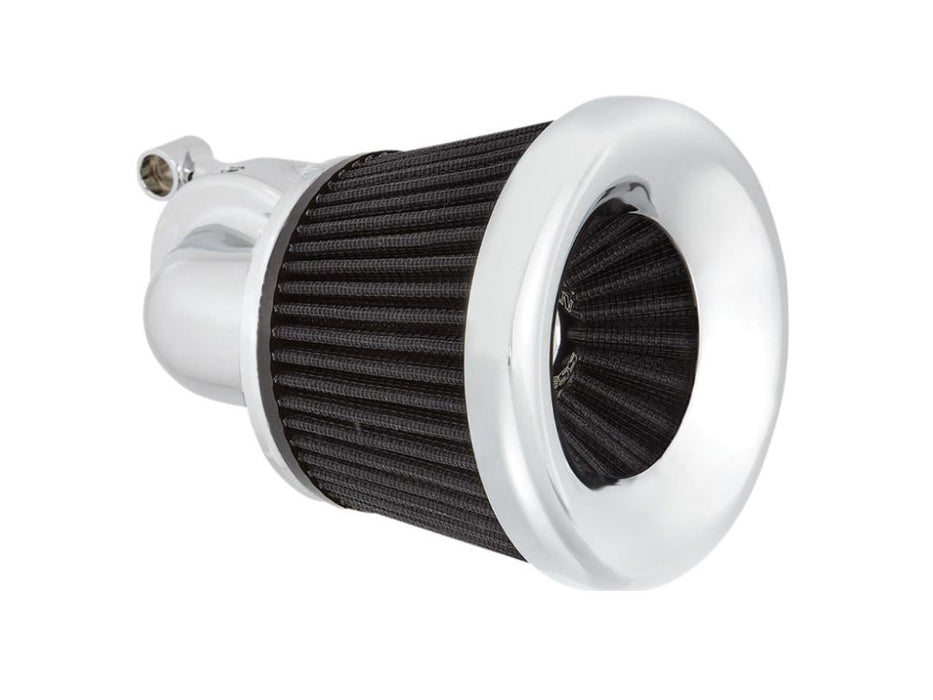 Velocity 90° Air Cleaner Kit - Chrome. Fits Softail 2000-2015, Dyna 1999-2017, Touring 1999-2007 with CV Carb or Cable Operated Delphi EFI