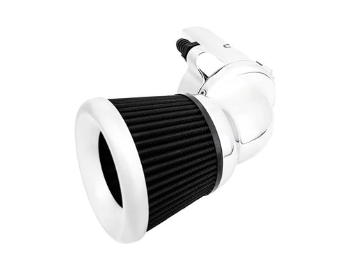 90 Degree Velocity Air Cleaner Kit - Chrome. Fits Indian Touring & Cruiser 2014up with 111ci or 116ci Thunderstroke Engines.