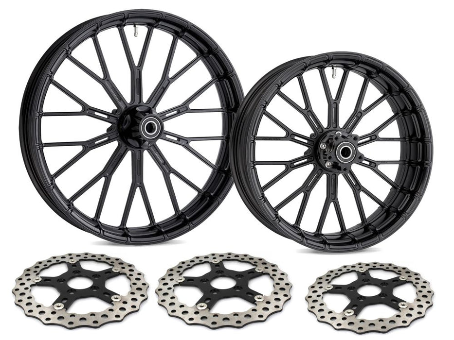 21in. x 3.5in. & 18in. x 5.5in. Y-Spoke Complete Wheel Set - Black. Fits Low Rider S 2020up & Low Rider ST 2022up