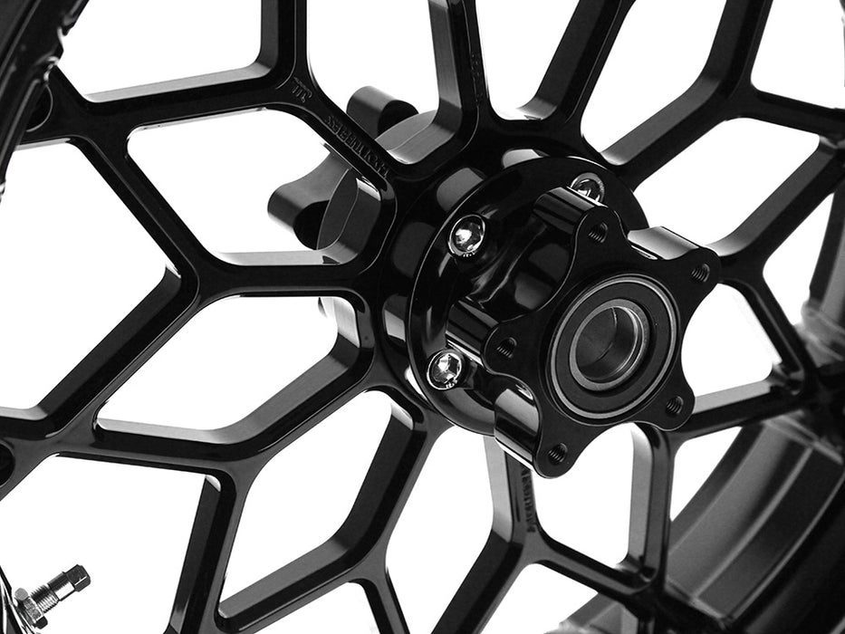 18in. x 5.5in. Fat Factory Prodigy Replica Wheel - Gloss Black. Fits most Touring 2008-2023 & Road King Special 2020up