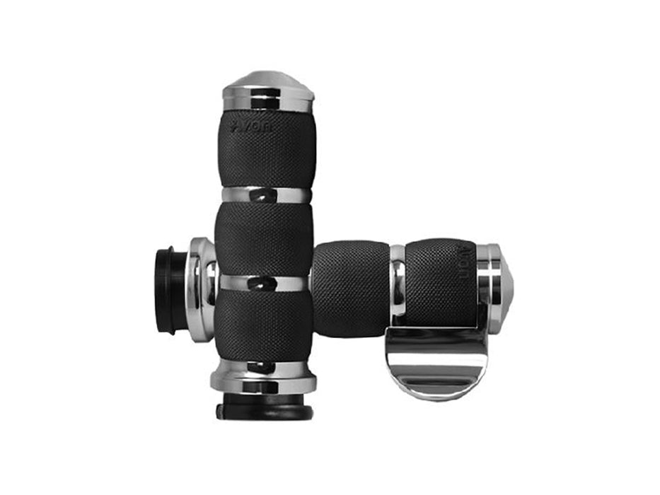 Air Cushion Handgrips with Throttle Boss - Chrome. Fits Big Twin 2008-2024 with Throttle-by-Wire