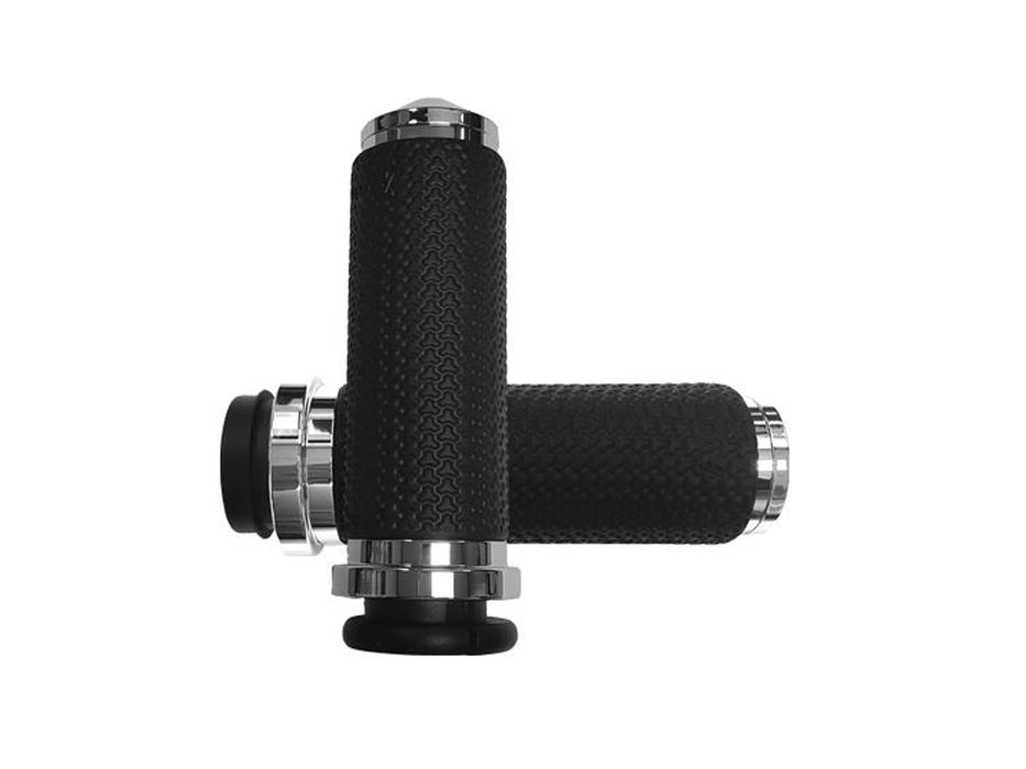 Large Memory Foam Handgrips - Chrome. Fits Big Twin 2008-2024 with Throttle-by-Wire