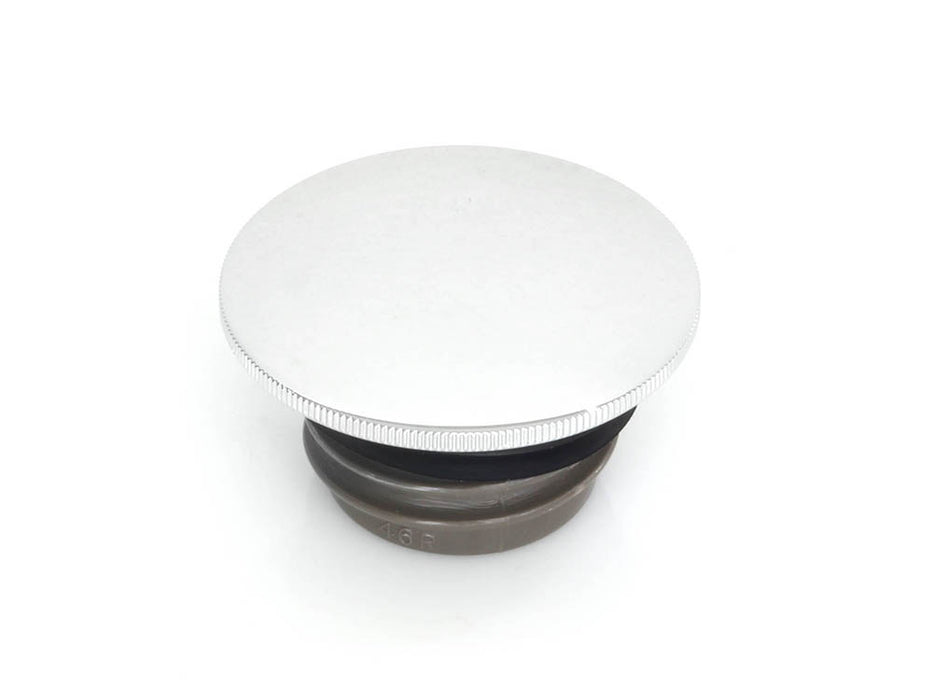 Low Profile Right Hand Vented Screw-In Fuel Cap - Chrome. Fits H-D Big Twin 1996up and Sportster 1996-2021.