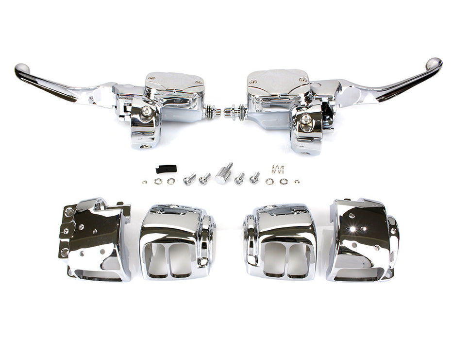 Handlebar Control Kit with Hydraulic Clutch - Chrome. Fits Big Twin 1996-2010 with Single Disc Rotor.