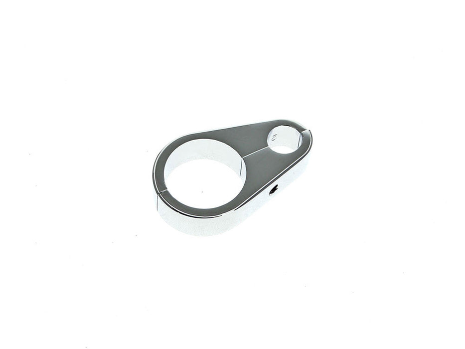 1in. Cable Clamp with 1 x 10mm Clutch Cable or Brake Line Hole - Chrome