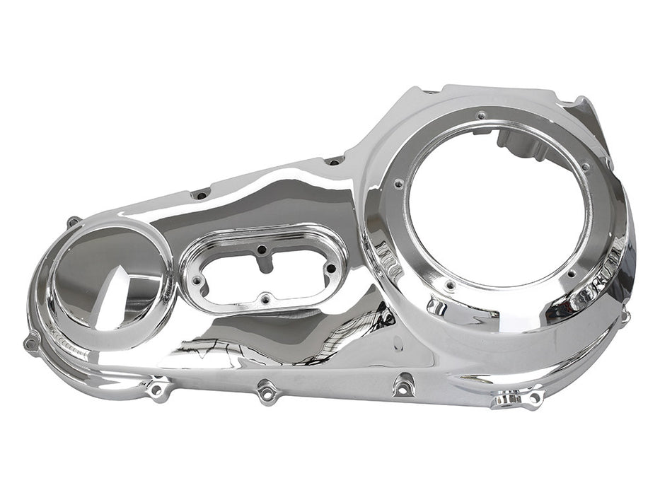 Outer Primary Cover - Chrome. Fits Softail 1999-2006 & Dyna 1999-2005.