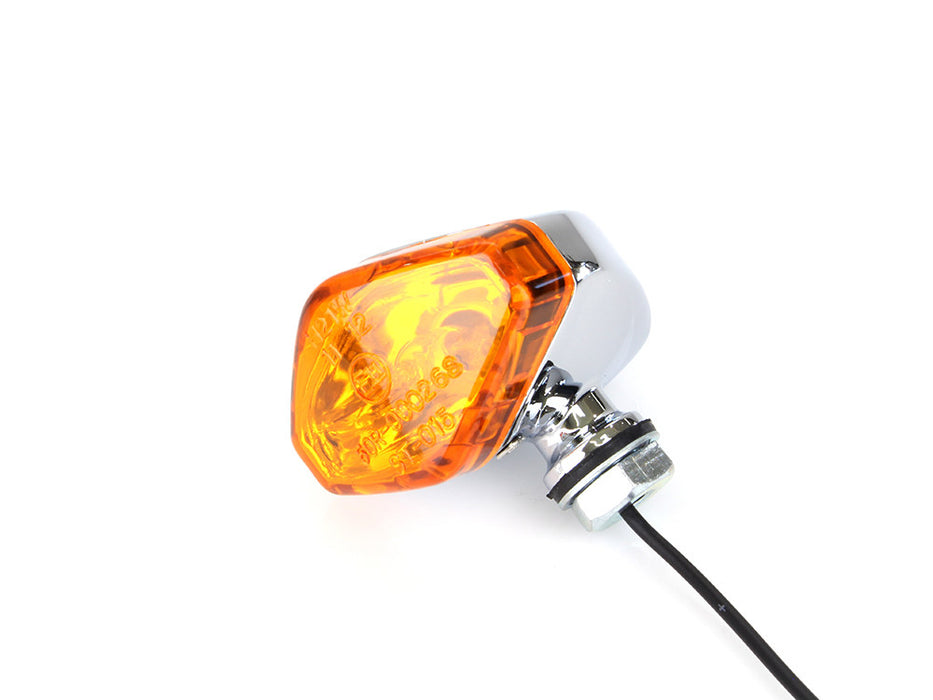 Mini Diamond Turn Signal with Amber Lense - Chrome.