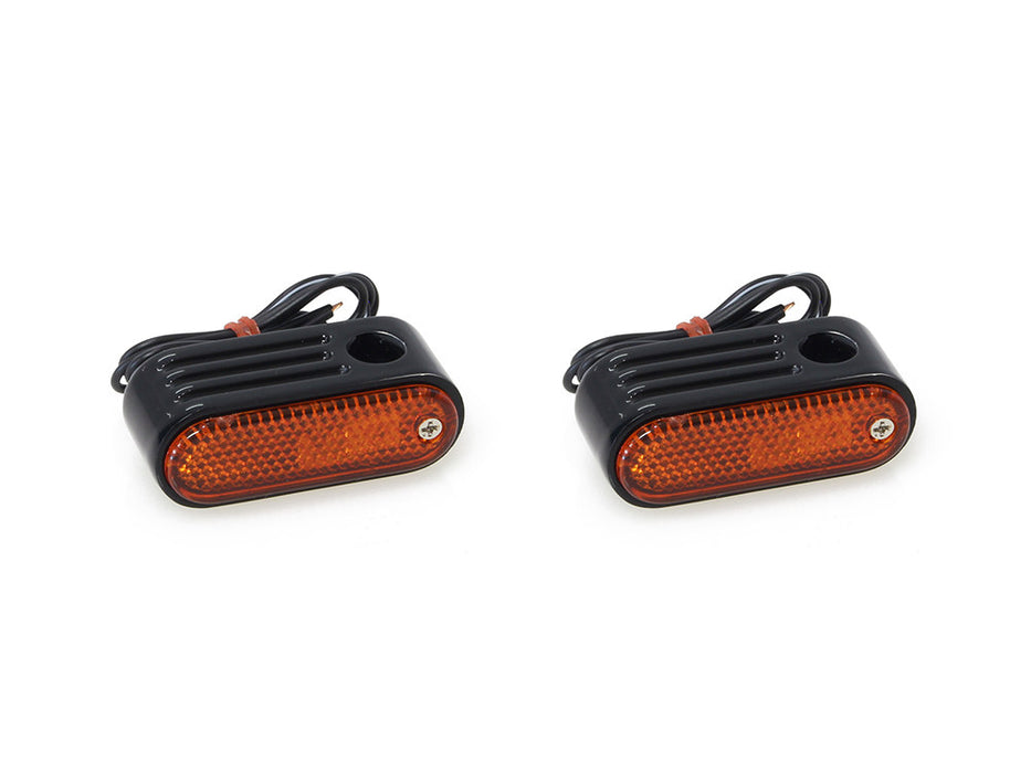 Doss Marker Turn Signal with Amber Lens & 5/16in. Mounting Hole - Gloss Black.