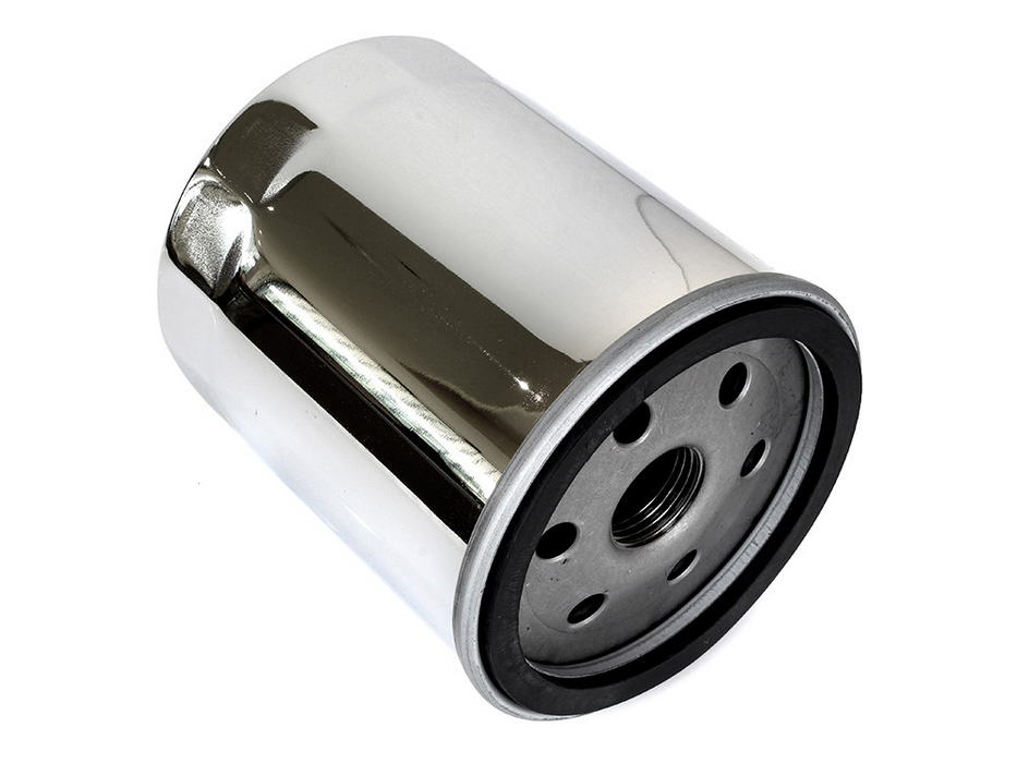 Oil Filter – Chrome. Fits Softail 1984-1998, Sportster 1984-2021, FXR & FLT 1980-1998 & Buell 1995-2002