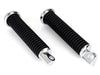 Extended Footpegs with Black Rubber & Male Mounts - Chrome.