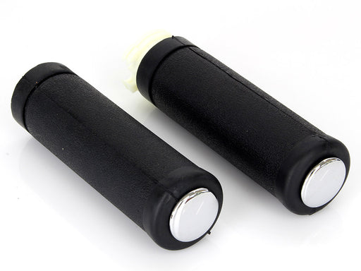 OEM Style Handgrips wth Black Rubber - Chrome End Plug. Fits H-D Models with Throttle Cable.