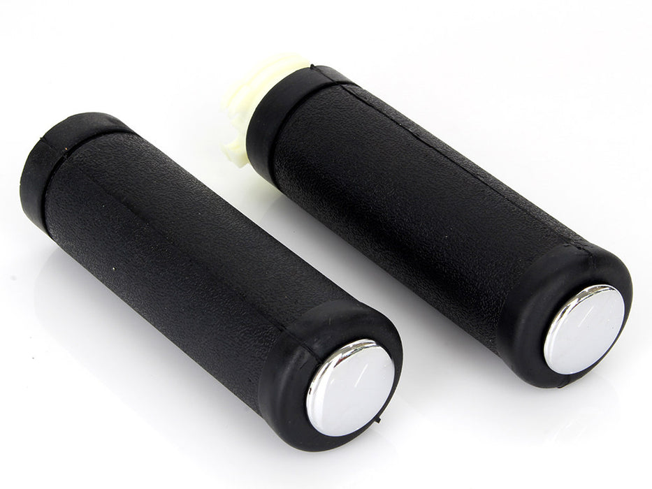 OEM Style Handgrips wth Black Rubber - Chrome End Plug. Fits H-D Models with Throttle Cable.