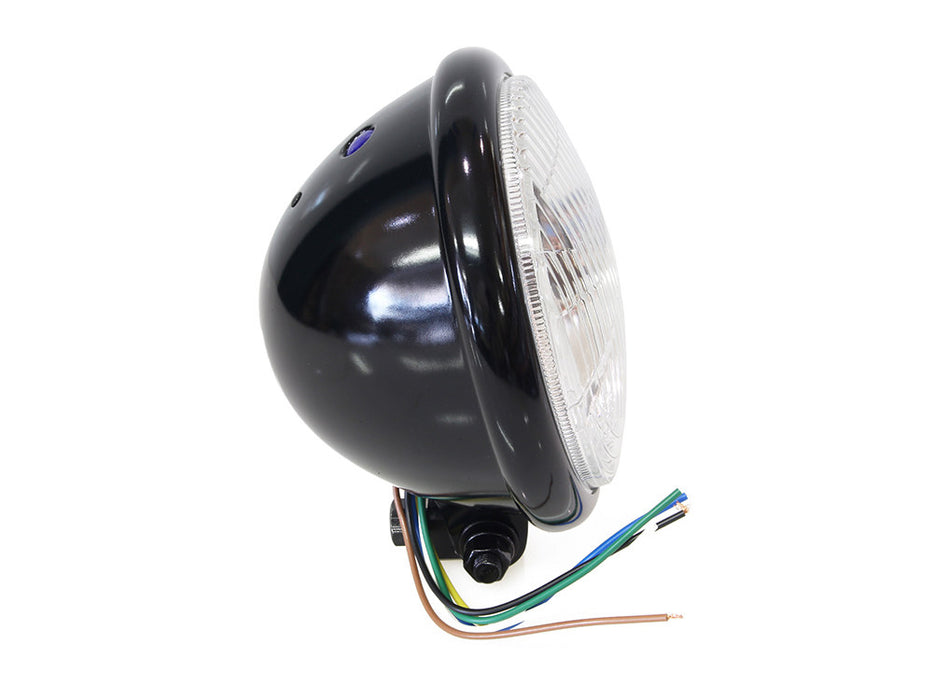 5-3/4in. Batz Style Headlight with Bottom Mount - Black.