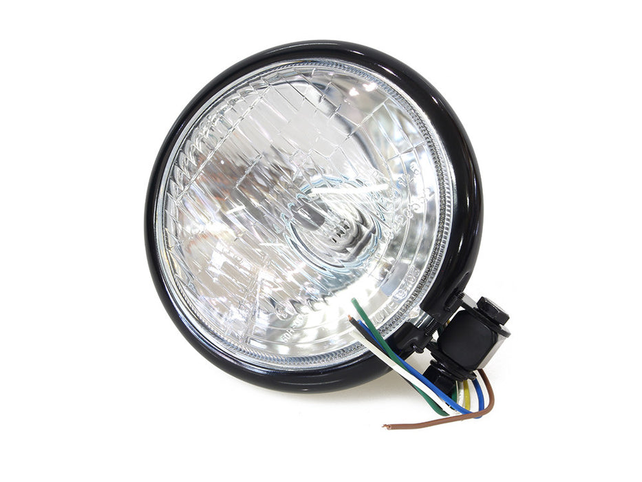 5-3/4in. Batz Style Headlight with Bottom Mount - Black.
