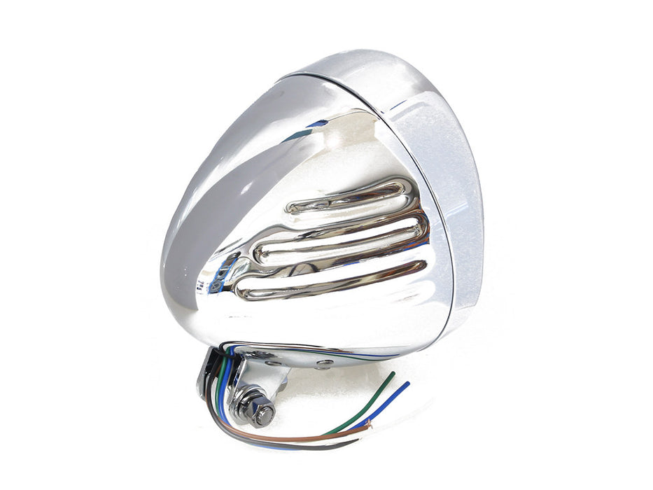 5-3/4in. Headlight with Ball Milled Shell & Peaked Visor with Bottom Mount - Chrome.