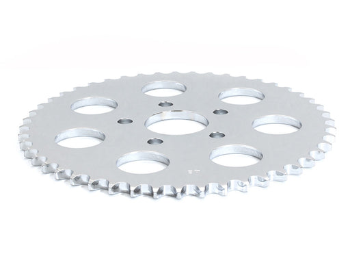 48 Tooth, Flat Steel Rear Chain Sprocket - Chrome. Fits Big Twin 1973-1999 & Sportster 1979-1999.
