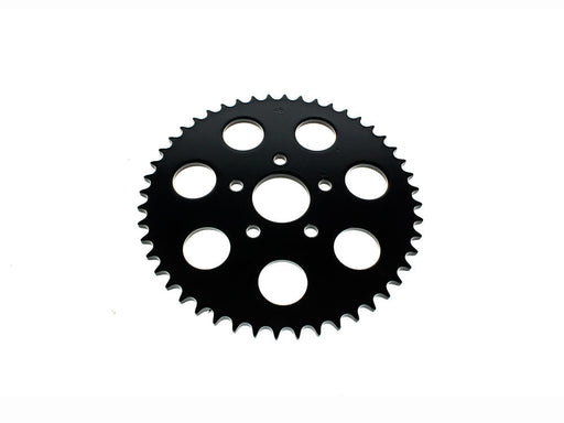 48 Tooth, Flat Steel Rear Chain Sprocket - Gloss Black. Fits Big Twin 1973-1999 & Sportster 1979-1999.