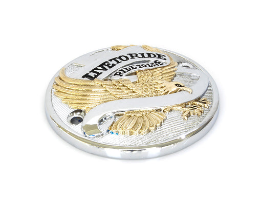 Live to Ride Points Cover - Chrome & Gold. Fits Big Twin 1970-1999.