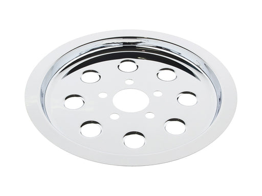 Rear Pulley Cover - Chrome. Fits Big Twin 1994-1999 with 65 Tooth Pulley.