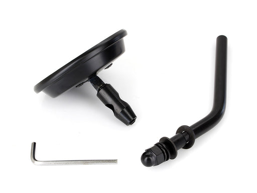 3in. Round Mirror with Short Stem - Black. Fits Left & Right.